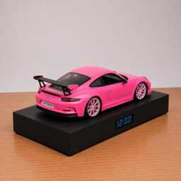 Porsche 911 Gt3 Rs Car Alarm Clock - Realistic Engine Sound, Handmade, Enthusiast Gift - thumbnail 3