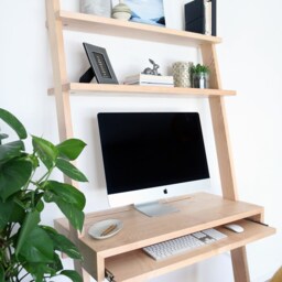 Mid Century, Computer, Floating Desk With Shelves, Wooden Dressing Table {Shown in Ash & Oak} - thumbnail 2