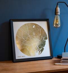 Personalised Metallic Foil City Map Print Custom Location Art