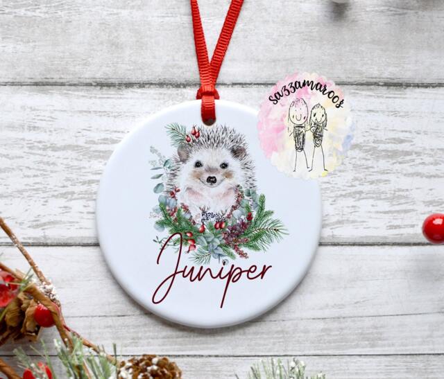 Hedgehog Bauble- Cute Hedgehog Hanging Decoration - Christmas Decor- Winter Gift Berries - image 1