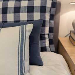 French Country Blue Striped Cushion Cover Wide Stripe Modern Cottage Handmade Pillow Nautical Style - thumbnail 2