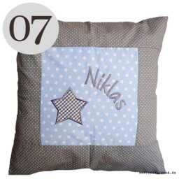 Embroidered Pillow Star + Name //Light Blue - Grey// 40x40 Pillowcase Gift Cuddly Cuddle Name - thumbnail 3