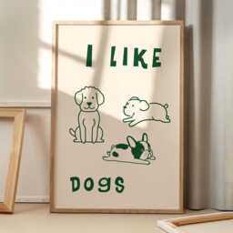 I Like Dog Cute Art Poster, Trendy Wall Art, Funny Aesthetic Decor, Retro Home Canvas Print, Printed Gift - thumbnail 1