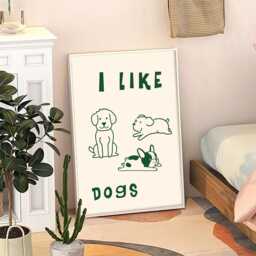 I Like Dog Cute Art Poster, Trendy Wall Art, Funny Aesthetic Decor, Retro Home Canvas Print, Printed Gift - thumbnail 3