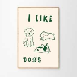 I Like Dog Cute Art Poster, Trendy Wall Art, Funny Aesthetic Decor, Retro Home Canvas Print, Printed Gift - thumbnail 2