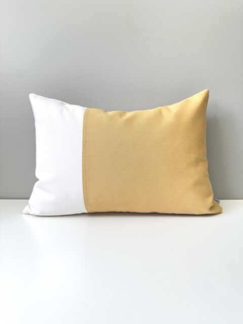 Harvest Sunbrella?? Outdoor Pillow Cover in Modern Color Block Design For Patio & Garden Furniture, Gold Throw Cushions By Mazizmuse - image 1