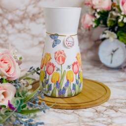 Handmade Decoupaged Glass Vase, Flower Vase, Tulips Vase, Wildflower Vase, Home Decor, Gift For Her, Gift Mum, Birthday Gift, New Home Gift - thumbnail 3