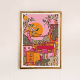 Bristol Art Print Clifton Suspension Bridge, Colorful Travel Illustration - thumbnail 2