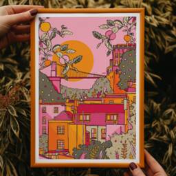 Bristol Art Print Clifton Suspension Bridge, Colorful Travel Illustration - thumbnail 3