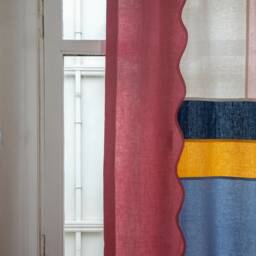 Modern Japanese Linen Curtain, Multiple Colors Geometric Window Panel, Pop Art Room Divider, Korean Patchwork Design, Custom Made Curtain - thumbnail 3