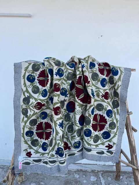 Authentic Vintage Suzani Kantha Quilt Hand Stitched Recycled Sari Cotton Bohemian Bedding Throw - image 1
