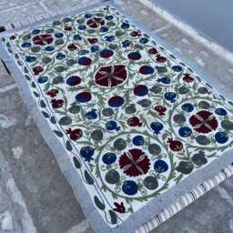 Authentic Vintage Suzani Kantha Quilt Hand Stitched Recycled Sari Cotton Bohemian Bedding Throw - thumbnail 4