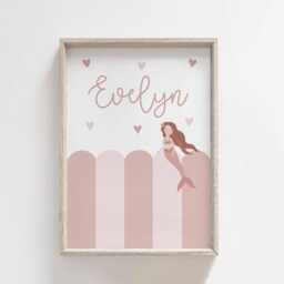 Girls Room Prints, Set Of 6, Gallery Wall Personalised Name Art, Nursery Decor, Neutral Bedroom - thumbnail 2