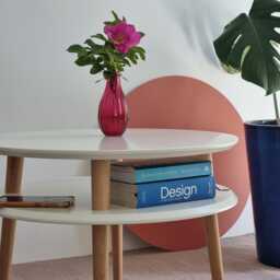 Round Coffee Table With Shelf Ufo 57cm Various Colors & Heights - thumbnail 2