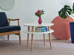 Round Coffee Table With Shelf Ufo 57cm Various Colors & Heights - thumbnail 1