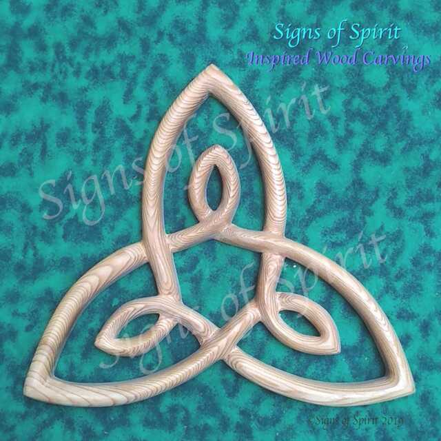 Celtic Knot Of Inner Strength Wood Carving Triquetra Variation Trinity Triangle Wall Art Irish Scottish Welsh Home Decor Hermetic Principles - image 1