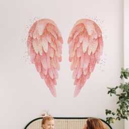 Pink Angel Wings Wall Stickers - Large Vinyl Art For Home, Bedroom, Living Room, Or Retail Spaces - thumbnail 3
