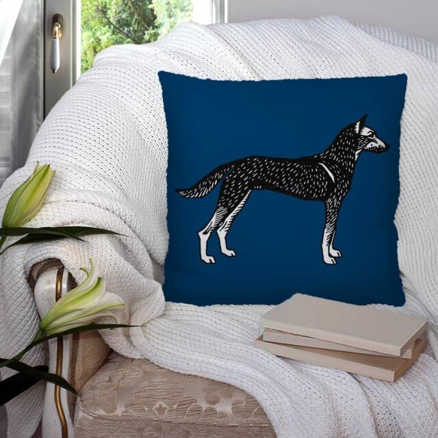 Blue Pet Dog Puppy - Bright Colourful Super Soft Decorative Pillow Throw Cushion, Case Cover Or With Filling Luxury Velvet