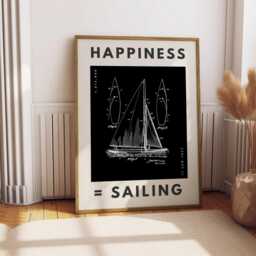 Vintage Sailboat Patent Print Nautical Typography Art - thumbnail 3