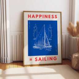 Vintage Sailboat Patent Print Nautical Typography Art - thumbnail 2
