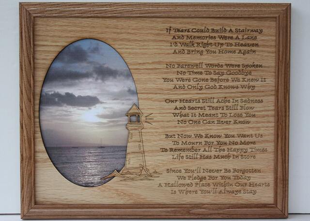 11x14 Memorial Sympathy - If Tears Could Build A Stairway Light House Custom Wood Photo-Picture Mat Collage Insert For Frame - image 1