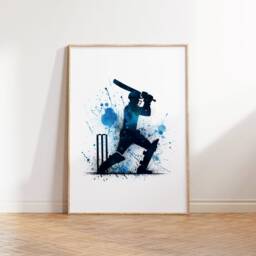 Blue Cricket Print Set - 3 Posters - Watercolour Wall Art Gift For Lover Room Artwork Boys Decor - thumbnail 3