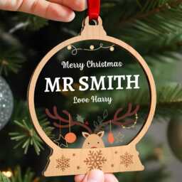 Teacher Christmas Ornament Gift - Personalised Teaching Assistant Ta School Gifts With Red Bag - thumbnail 4