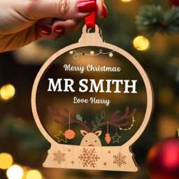 Teacher Christmas Ornament Gift - Personalised Teaching Assistant Ta School Gifts With Red Bag