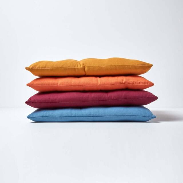 Plain Seat Pad With Button Straps 100% Cotton, Dining Room Pad, Single & Pack Of 4 - image 1