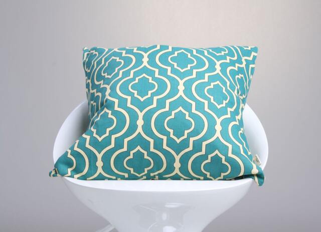 Moroccan Tile Pillow Cover/Turquoise Cushion Patterned Decorative Accent Blue Throw - image 1
