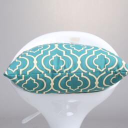 Moroccan Tile Pillow Cover/Turquoise Cushion Patterned Decorative Accent Blue Throw - thumbnail 2