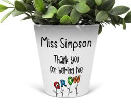 Personalised Teacher Flower Pot, Custom Gift Plant Planter, Nursery Appreciation Gift, Thank You Present Ta Assistant - thumbnail 1
