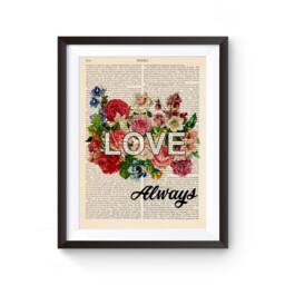 Love - Motivational Quote Print With Flowers, Positive Quote, Inspirational Art, Vintage Book Page 182 - thumbnail 2
