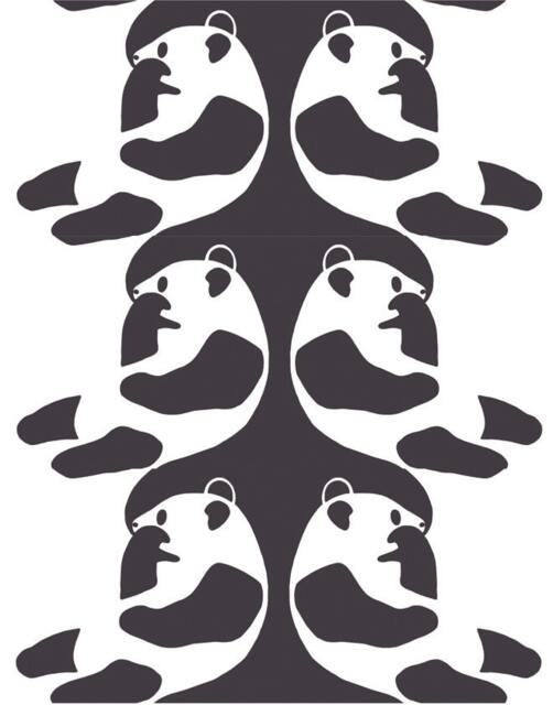 Curtain Panel Black White Panda Bear Modern Home Decor Cafe Curtain Kitchen Valance , Pillows Runner Napkins Available, Great Gift - image 1