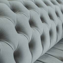 British Handmade Large 4 Seater Light Grey Velvet Fabric Chesterfield Sofa - thumbnail 4