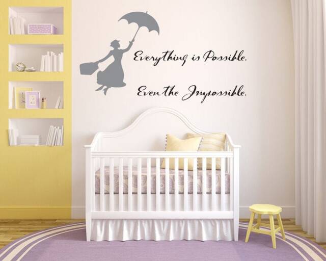 Mary Poppins Quote Wall Decal Nursery Cartoon Art 18Mp - image 1