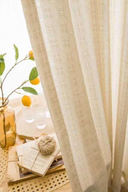 Custom Curtains Beige Net Sheer Voile Curtain For Bedroom Living Room - image 1