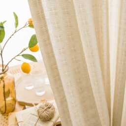 Custom Curtains Beige Net Sheer Voile Curtain For Bedroom Living Room - thumbnail 2