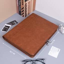 Personalized Vegan Leather Portfolio With 2/3/4Ring Binder, Zippered Document Organizer, A4 Notebook Cover For Him, Gift Men, Corporate Gift - thumbnail 3