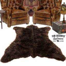 Faux Fur Bear Skin Rug - Brown Animal Pelt Shape, Plush Throw - thumbnail 2