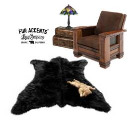 Faux Fur Bear Skin Rug - Brown Animal Pelt Shape, Plush Throw - thumbnail 4
