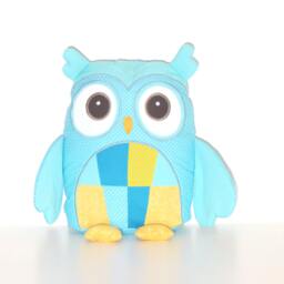 Plush Animal, Owl Pillow, Custom Pillow Case & Cushion, Coastal Blue Yellow Nursery - thumbnail 2