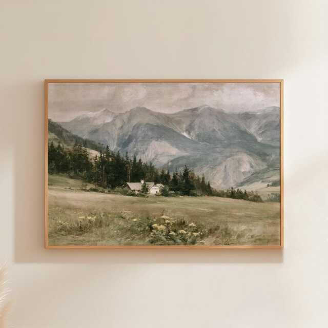 Blue Mountain Poster, Alpine Landscape Print, Nature Wall Art, Paper - image 1