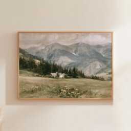 Blue Mountain Poster, Alpine Landscape Print, Nature Wall Art, Paper - thumbnail 1