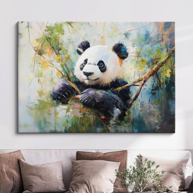 Panda Abstract Oil Painting Framed Print & Canvas Large Sizes Wall Art Poster Animal Home Decor Interior Gift Idea - image 1