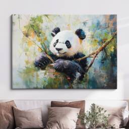 Panda Abstract Oil Painting Framed Print & Canvas Large Sizes Wall Art Poster Animal Home Decor Interior Gift Idea - thumbnail 1