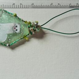 Hand Painted Ermine Christmas Ornament Beaded English Sea Glass - thumbnail 4