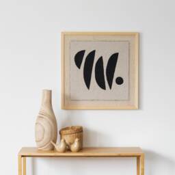Wool Weaving Wall Art Modern Japandi Tapestry With Wooden Frame - thumbnail 1