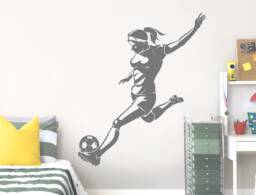 Women's Footballer Wall Sticker, Female Football Decal Girls Bedroom Decor, Football Decals, Football Stickers, Football Art - thumbnail 1