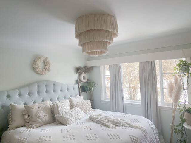 3 Tier Fringe Chandelier // Macrame Boho Light Fixture - image 1